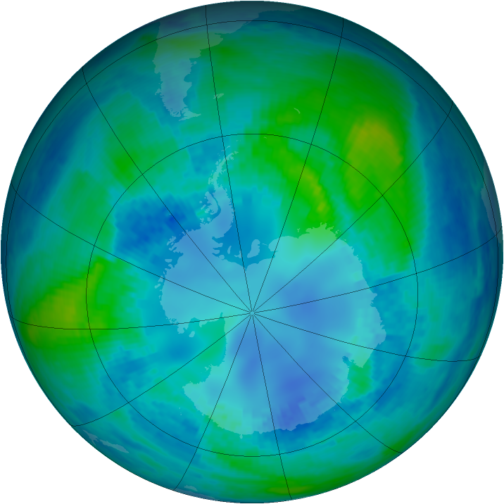 Antarctic ozone map for 23 April 2002